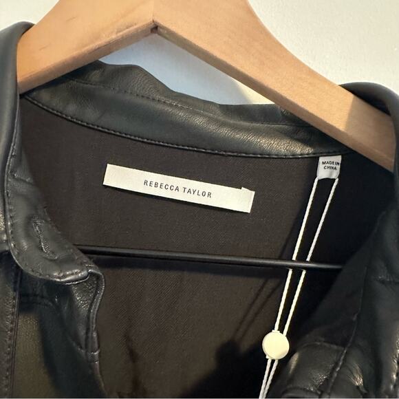 NWT Rebecca Taylor Black Faux Leather Long Sleeve Romper 6 - Picture 13 of 13